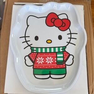 NWB Hello Kitty Christmas Tray Festive Sweater Melamine Serve Platter 11.5"x14"